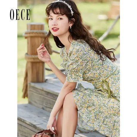 Oece浪漫碎花连衣裙夏装新款女气质仙女早春法式小众裙子图片