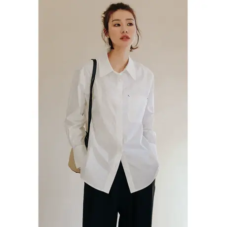 弥古白色衬衣女2023新款秋季长袖职业衬衫法式气质高级感显瘦上衣图片