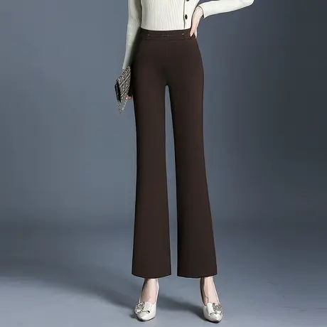 2023秋季新款通勤直筒微喇裤女高腰显瘦垂感长裤气质西装裤休闲裤商品大图