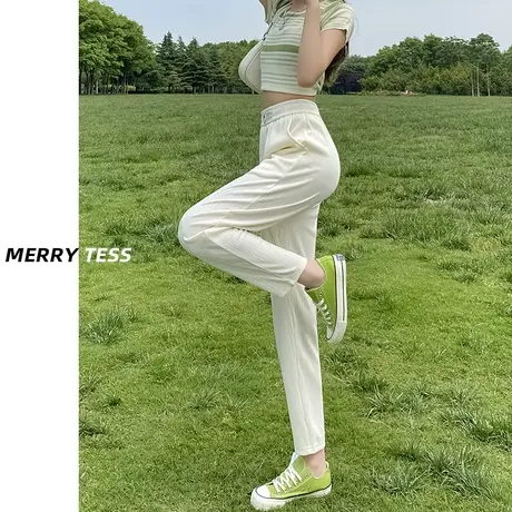 秋季薄款哈伦休闲裤女2023年新款设计感修身显瘦小个子百搭萝卜裤图片