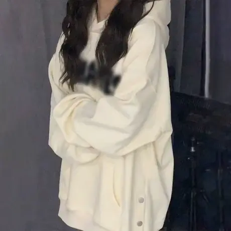 连帽卫衣女秋冬加绒小众设计感美式复古宽松慵懒风小个子外套上衣商品大图