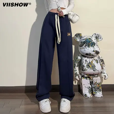 VIISHOW美式高街裤子直筒宽松卫裤高级感垂感休闲运动裤春秋款商品大图