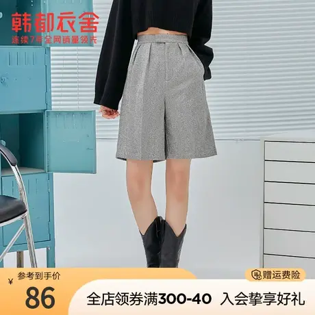 韩都衣舍秋冬女装工装裤高腰百慕大短裤外穿休闲裤PV9850商品大图