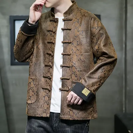 中国风逆鳞伏羲国潮盘扣夹克男中山装新中式唐装外套宽松大码汉服图片