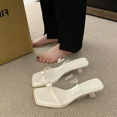 2023夏春新款仙女风水钻套趾凉拖鞋ins潮外穿高跟一字拖气质女鞋商品大图