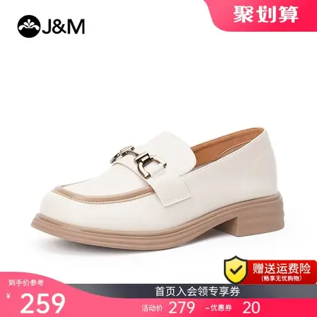 快乐玛丽单鞋女2023夏季新款粗跟英伦风小皮鞋一脚蹬乐福鞋女商品大图