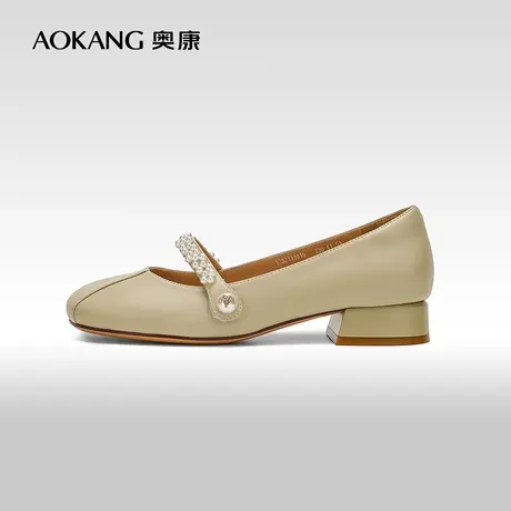 【门店发货】奥康女鞋 2023春秋季新款粗跟增高舒适时尚女士单鞋商品大图