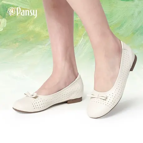 Pansy日本女士单鞋浅口舒适透气镂空软底软面一脚蹬通勤女鞋夏季商品大图