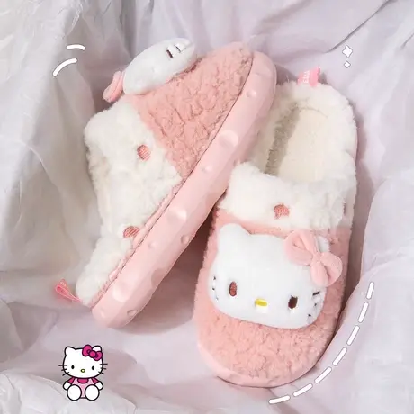 卡通可爱棉拖鞋女2023秋冬季新款厚底室内居家毛绒保暖三丽鸥拖鞋商品大图