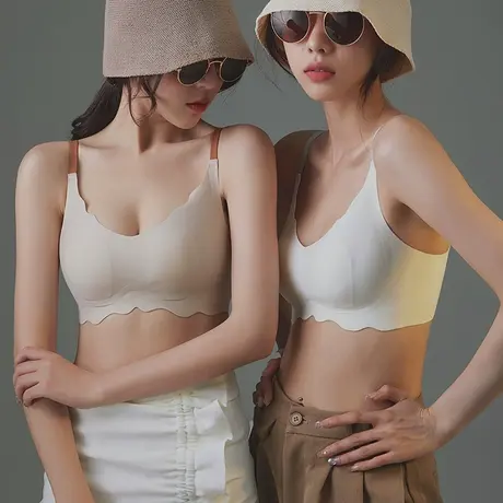 内衣大胸显小胸夏季薄款女无痕聚拢无钢圈背心式防走光抹胸式文胸图片
