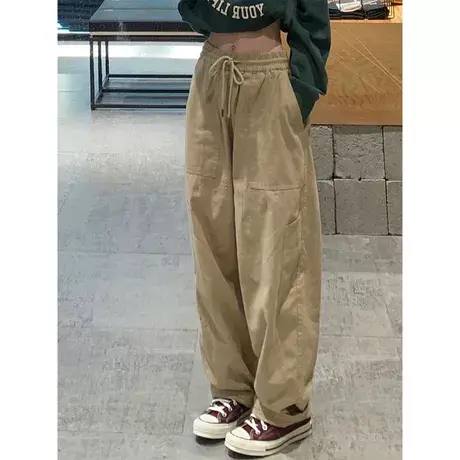 大码显瘦工装裤女夏季薄款胖mm宽松直筒高腰休闲阔腿裤子潮200斤商品大图