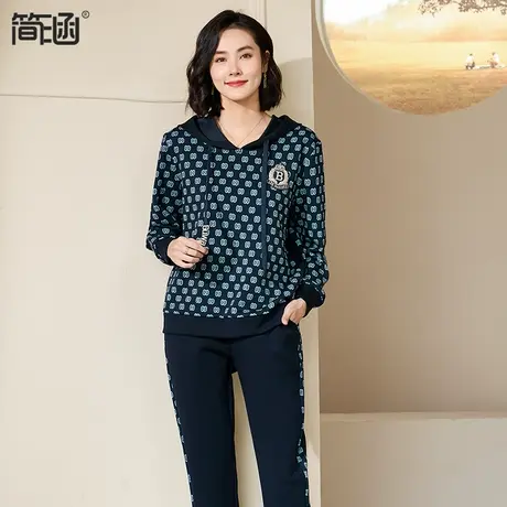 大码套装女装2024春季简涵秋冬两件套运动服套装时尚休闲显瘦套装商品大图