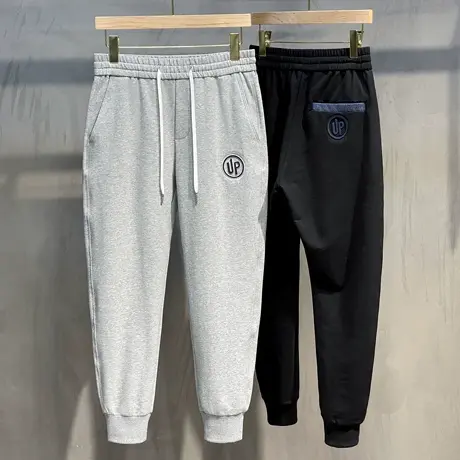 休闲裤男士卫裤夏季七分裤子男韩版潮流束脚裤灰色运动裤春秋新款商品大图