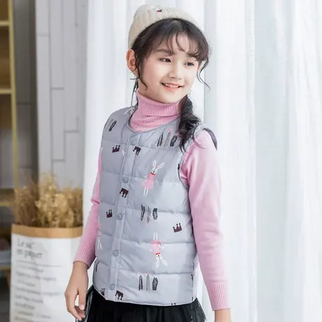 女童羽绒马甲儿童羽绒背心中大童保暖坎肩棉服校服内搭秋冬马夹图片