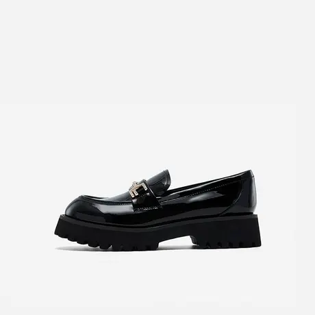 Nine West/玖熙2024年春季新款乐福鞋女圆头马衔扣厚底通勤单鞋女图片
