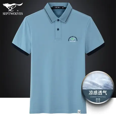 七匹狼狼族生活翻领Polo衫男2023夏季凉感透气T恤男针织休闲短袖图片