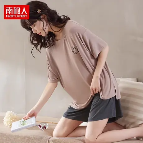 南极人睡衣女夏款女款夏季莫代尔少女士2023年新款薄款英文家居服商品大图
