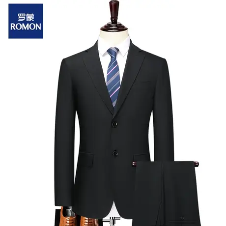 罗蒙西服套装男轻奢两件套商务休闲正装职业新郎结婚礼服韩版西装图片