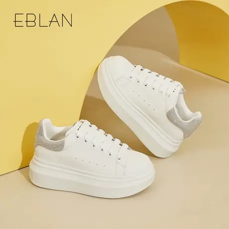 EBLAN/伊伴厚底板鞋女鞋百搭休闲运动小白鞋2025春新款EB151010D商品大图