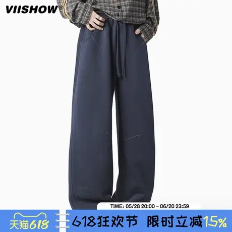 VIISHOW潮牌高街休闲裤2025年春新款复古直筒垂感百搭宽松运动裤商品大图