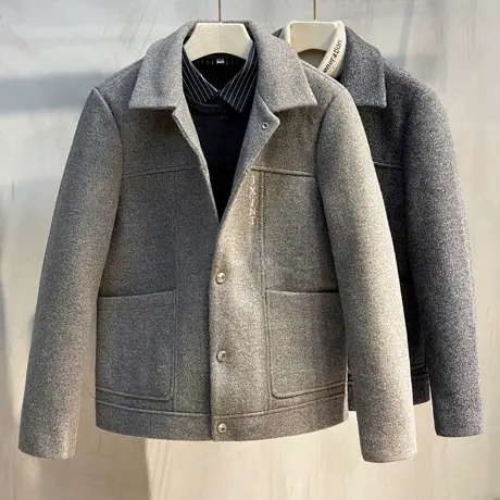 外套男士秋冬季轻商务夹克男2020新款加厚毛呢子大衣秋装上衣短款图片