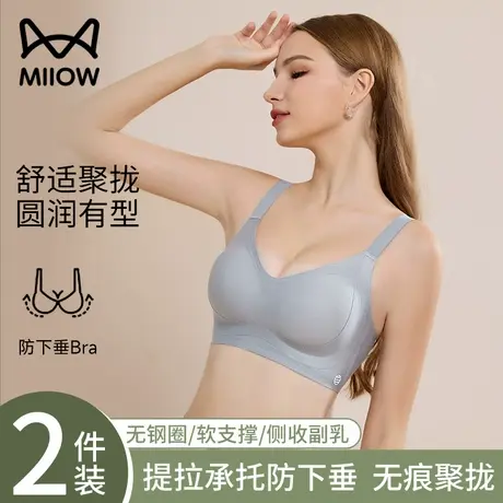 猫人内衣女士小胸聚拢显大收副乳防下垂无钢圈提拉新款美背文胸罩商品大图