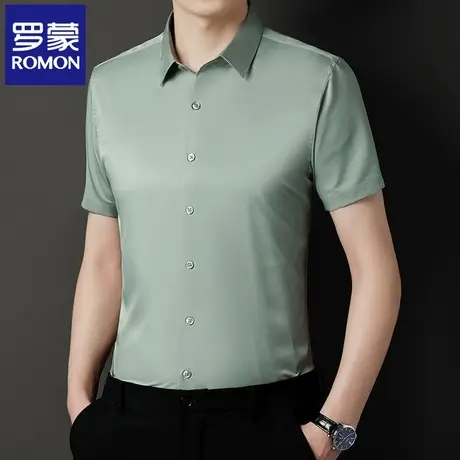 罗蒙薄款冰丝短袖男夏季职业商务正装衬衫工作服衬衣上衣半袖N1Z图片