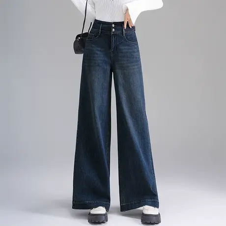 高腰宽松阔腿牛仔裤女2025秋季新款韩版通勤休闲长裤子显瘦宽腿裤图片