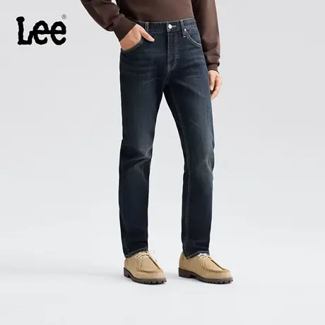 【张凌赫代言】Lee25冬新723修身中腰直筒磨毛深蓝色男保暖牛仔裤商品大图
