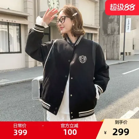 鸭鸭轻薄羽绒服女2025年秋冬反季时尚休闲百搭棒球领学院风外套J商品大图