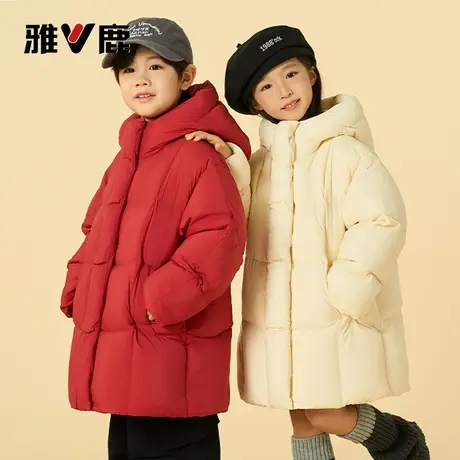 雅鹿2025新款洋气儿童羽绒服男童女童中长款大童冬季加厚外套冬装图片