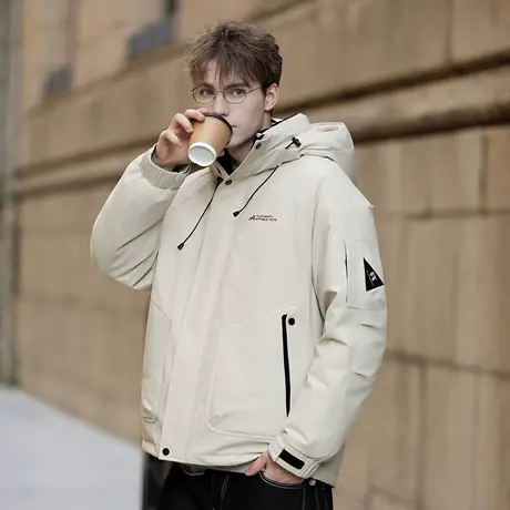 唐狮秋冬季短款羽绒服男连帽工装夹克加厚保暖羽绒外套休闲潮TUTA商品大图