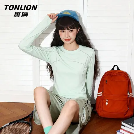 唐狮官方防晒速干长袖t恤女新款春夏修身凉感跑步运动衫短上衣VC图片