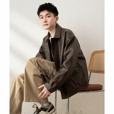 唐狮秋季新款PU皮衣男外套美式夹克宽松时尚机车今年流行爆款TUTA商品大图