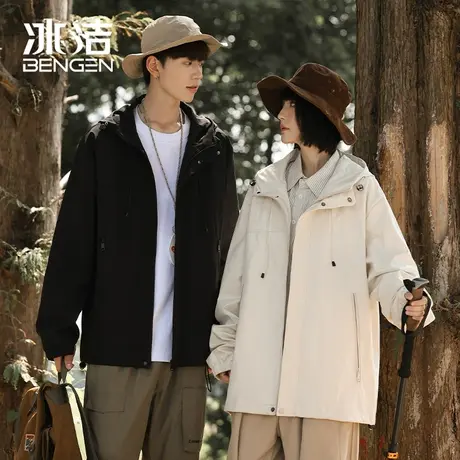 冰洁美式机能冲锋衣外套男户外防风防水登山服潮牌宽松情侣夹克XT商品大图