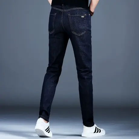 秋款高档弹力休闲牛仔裤男款小脚修身深蓝色潮流裤子男士潮牌百搭商品大图