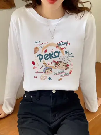 仿棉长袖t恤女2023新款秋冬季欧货欧洲站潮牌加绒内搭打底衫上衣商品大图