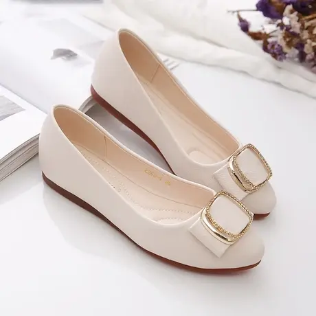 真皮单鞋女夏季2023新款法式高级感一脚蹬百搭软皮浅口软底豆豆鞋商品大图