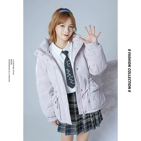 [商场同款]唐狮冬季羽绒服女大口袋一手长青春少女都市连帽加厚图片
