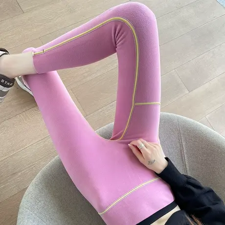 外穿加绒鲨鱼裤女秋冬新款高腰收腹提臀打底裤瑜伽休闲保暖芭比裤图片