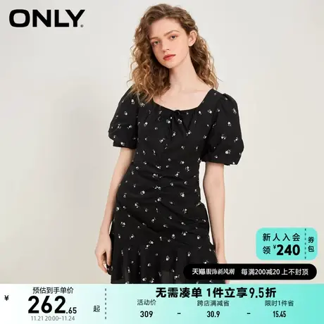 ONLY奥莱夏季新款潮流方领泡泡袖A字短款连衣裙女图片