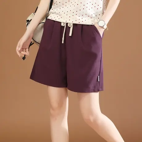 韩潮袭人松紧腰宽松休闲短裤热裤女2023夏新款运动短裤阔腿裤薄款商品大图