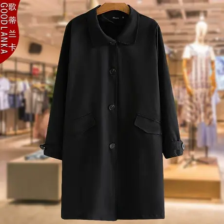 大码妈妈秋装风衣女洋气200斤宽松显瘦中年人女士中长款风衣外套商品大图