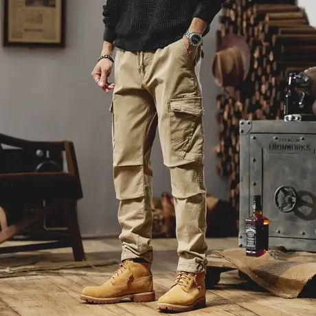 秋季裤子男款户外直筒大码工装裤男士百搭复古潮流百搭舒适休闲裤商品大图