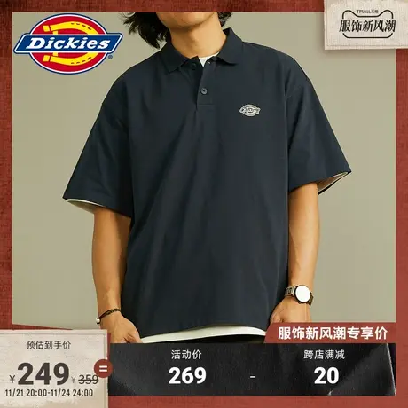 Dickies 春夏 工装男女情侣翻领logo短袖Polo衫宽松图片