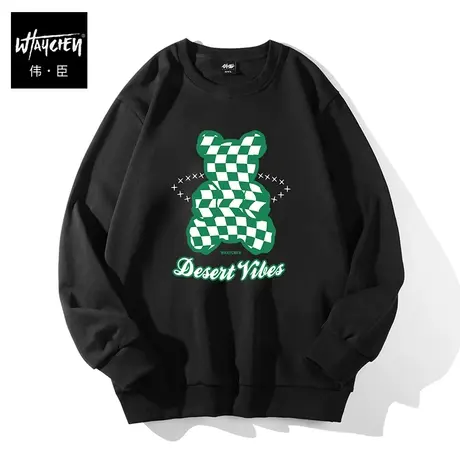 伟臣潮牌大码男装春季圆领卫衣男胖子加肥加大宽松纯棉套头上衣男商品大图