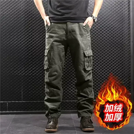 秋冬季保暖休闲裤男棉裤户外加绒加厚工装裤男直筒宽松外贸裤子冬图片