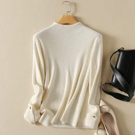 半高领毛衣套头打底衫女春装2024年新款内搭爆款百搭洋气针织衫女商品大图