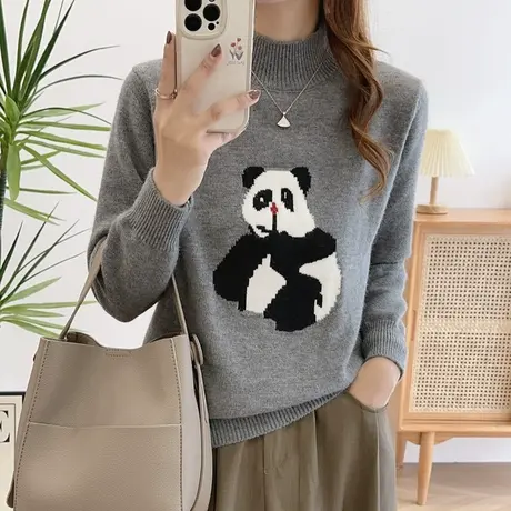 半高领毛衣女秋冬2023新款女装上衣宽松外穿内搭加厚针织打底衫女图片