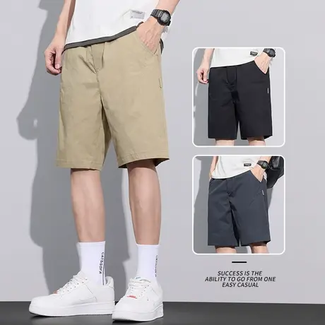 轻薄款宽松冰丝五分休闲短裤男士夏季2023新款透气运动外穿大裤头商品大图